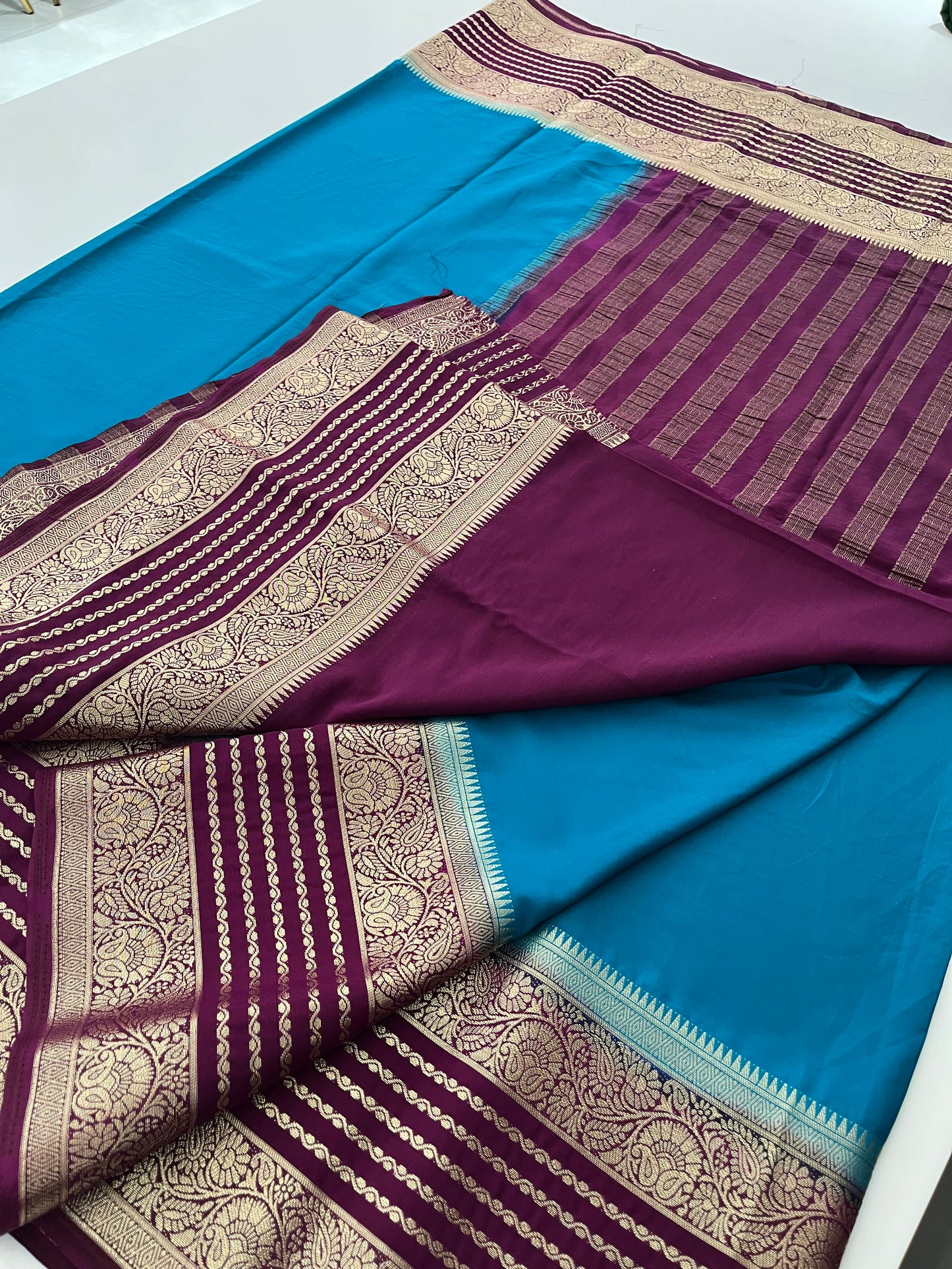 310 semi crape silk kaddi pallu