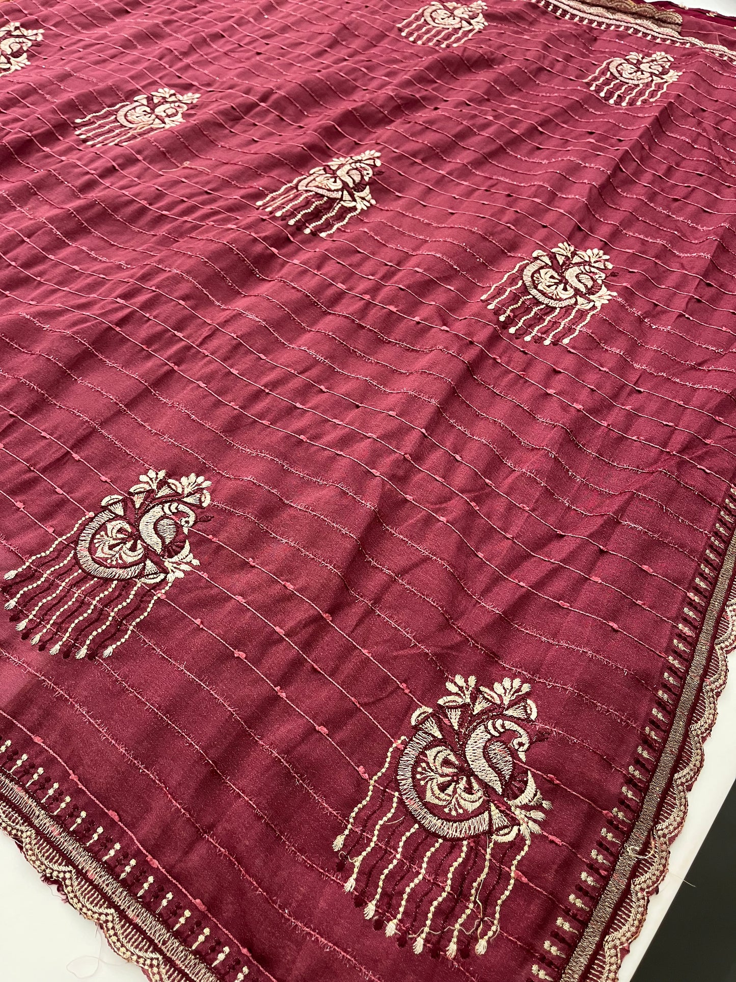 Tussar fancy embroidery buttas