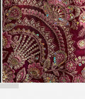 SW-1715 — WINE TISSUE SARTIN SILK SAREE & TUSSAR SILK WORK BLOUSE