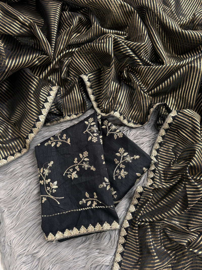 Trisha Black Gold Organza