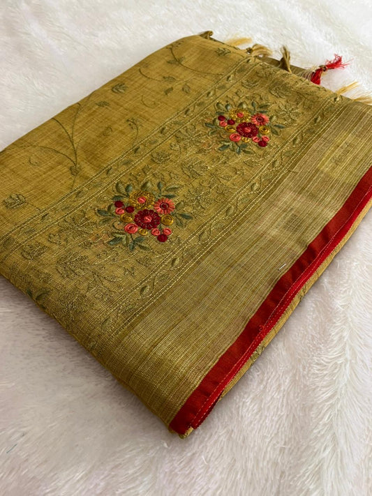 Designer linen Fancy Embroidery Buttas