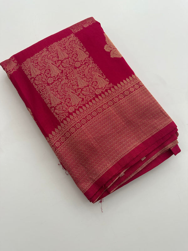 🌹Banarsi Crape Fancy Sarees On Rich Pallu Designs and Self Blouse On it. 🌹 JU27