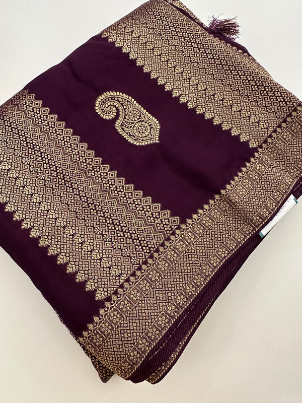 Wine x Pink Tussar Designer Saree with Mango Butta All Over JU25