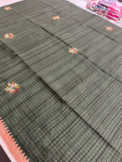 Linen Tussar designer saree