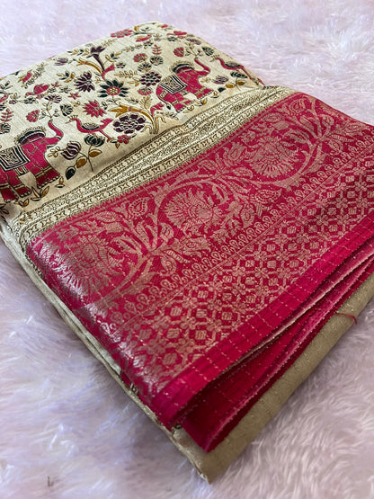 Tussar fancy saree printed