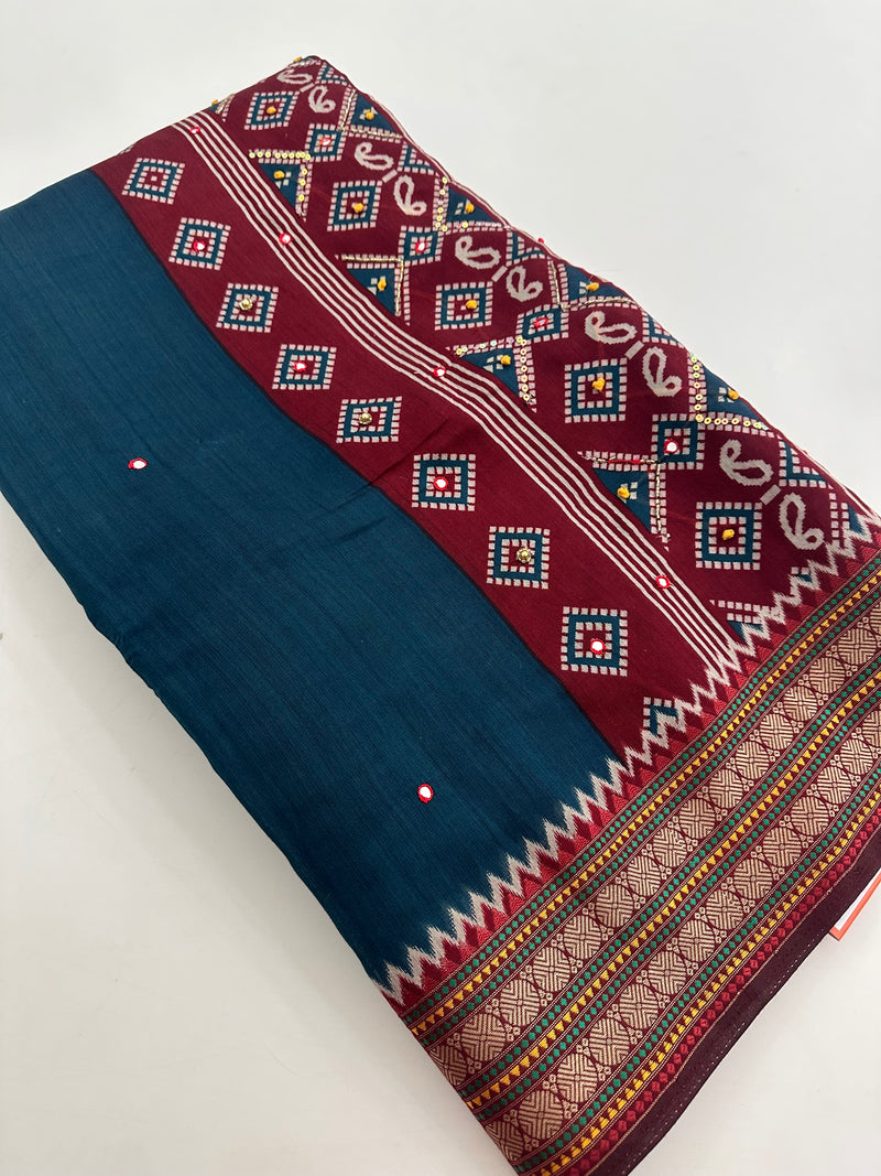 Premium Designer Chanderi Mul Fabric With Designer Border and Weaving Pallu with Tassels❤️❤️-J23