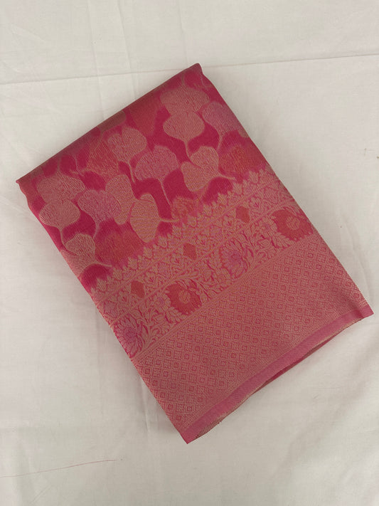 Baby Pink Soft Kanjeevaram Styles Zari Designer Saree