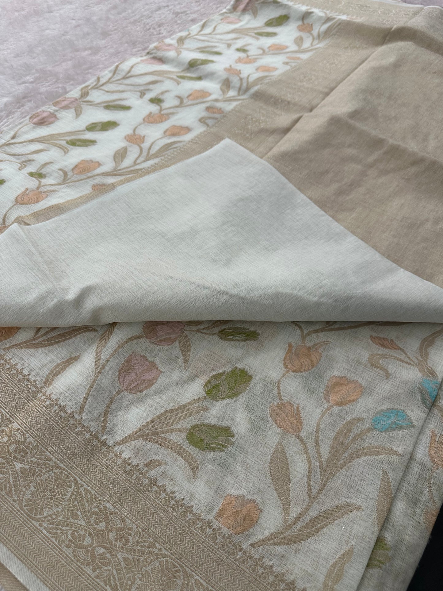 Tulips Linen Premium Saree-M13