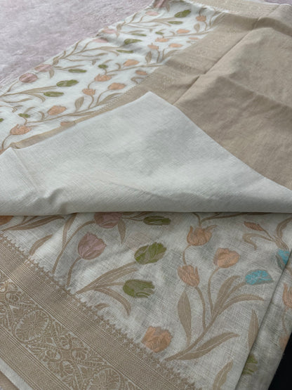 Tulips Linen Premium Saree-M13
