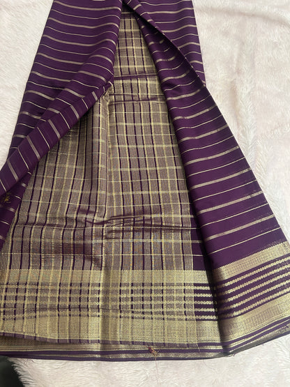 Striped All Self Semi Mysore Silk