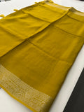 Mustard Yellow Banarsi Crepe Silk Designer Saree AU26