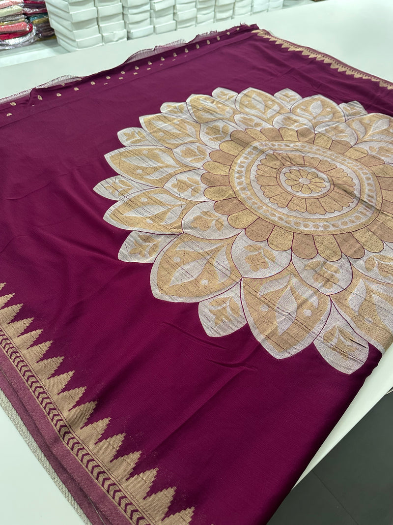 Designer Saree - Purple Crepe Georgette JU17