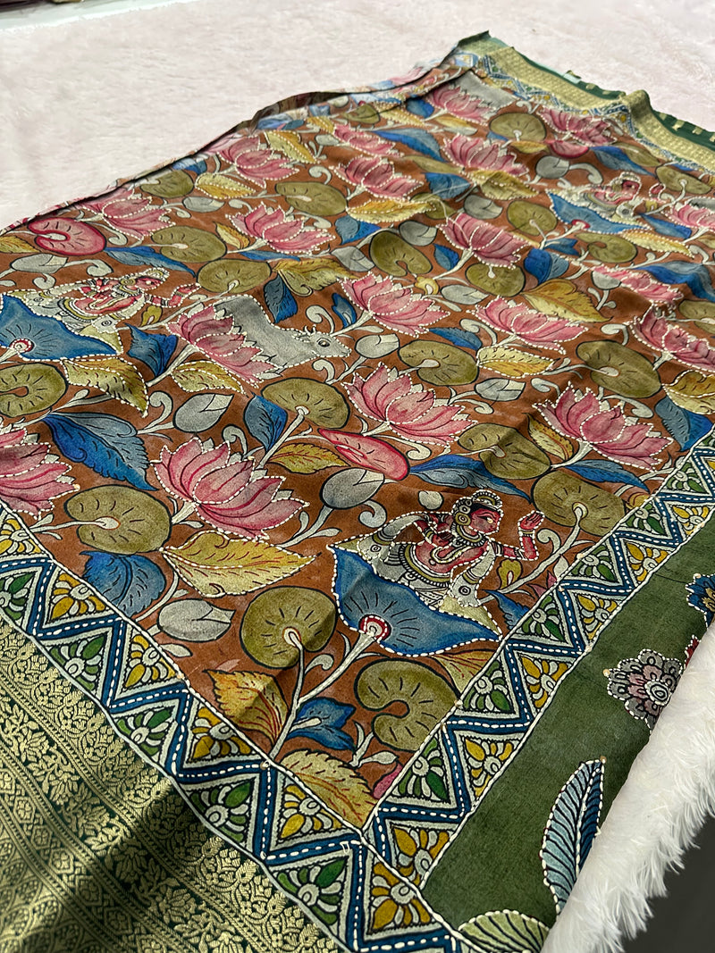 Katha Work Pure Chanderi Mul Saree🔥❣️-JU11