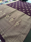 Venkatagiri fancy soft Linen Cotton sarees with self blouse and fancy Border and Butties all over🌹 - AU12