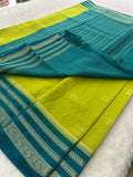Semi Crepe Checks Saree - Green x Blue AU25