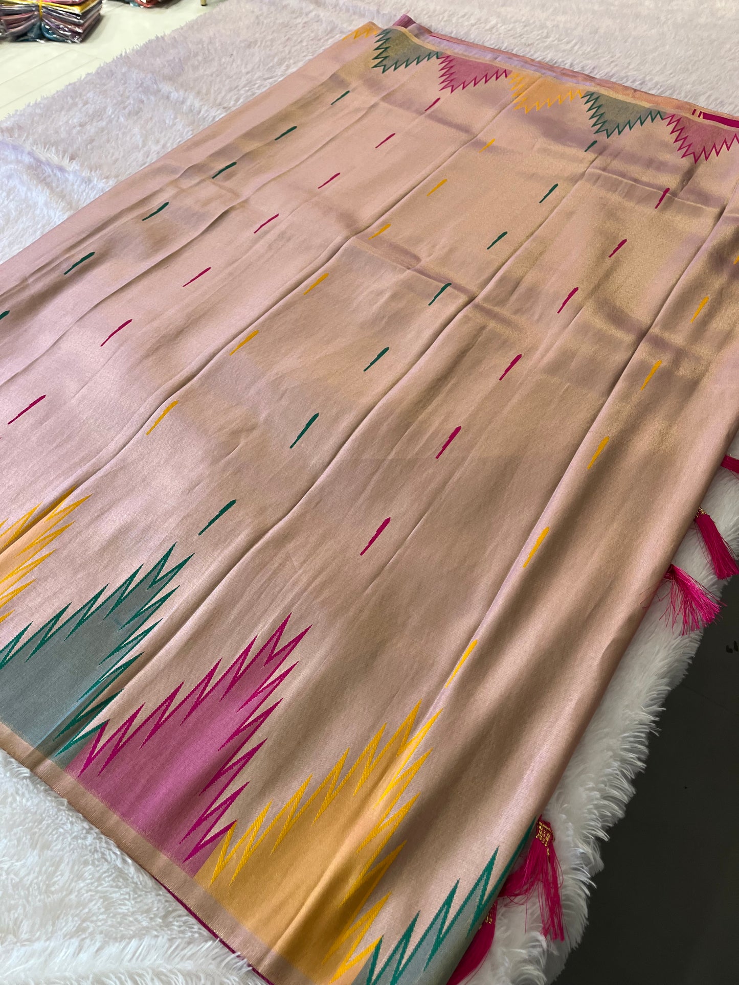 Gold Tissue Silk Temple Design-1028