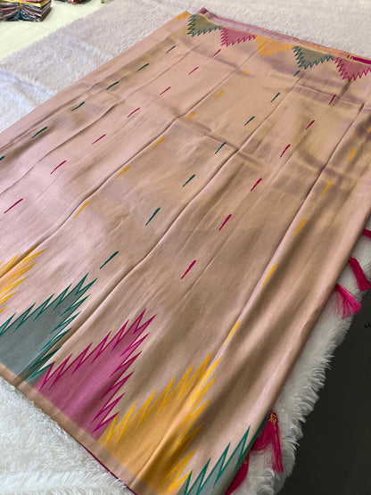 Gold Tissue Silk Temple Design-1028