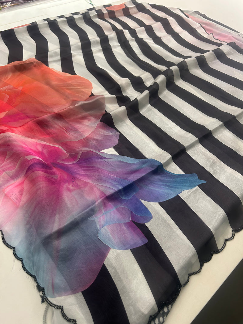 Organza Chiffon Fancy Saree-J9