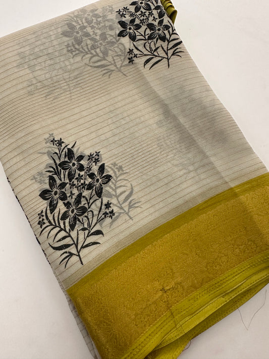 Fancy Cotton Chiffon Saree-J1