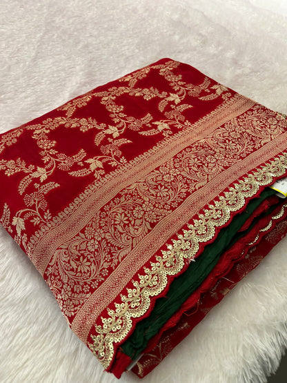 Banarasi Brocade Fancy scallop Border