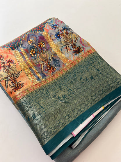 Printed Tussar silk