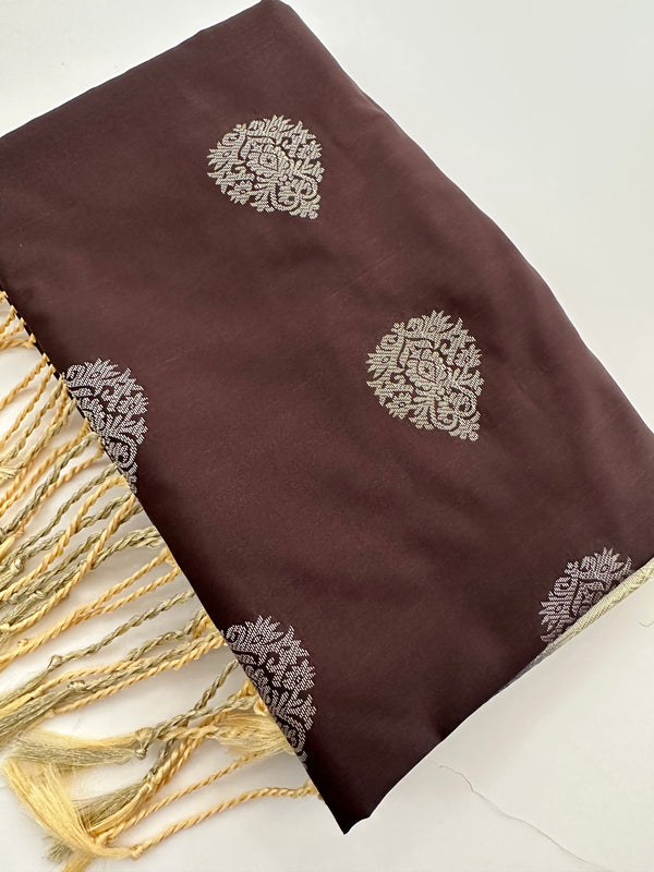 🌹4 shades of semi kanchi soft silk sarees in beautiful combinations in contrast blouse🌹
