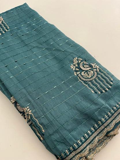 Tussar fancy embroidery buttas