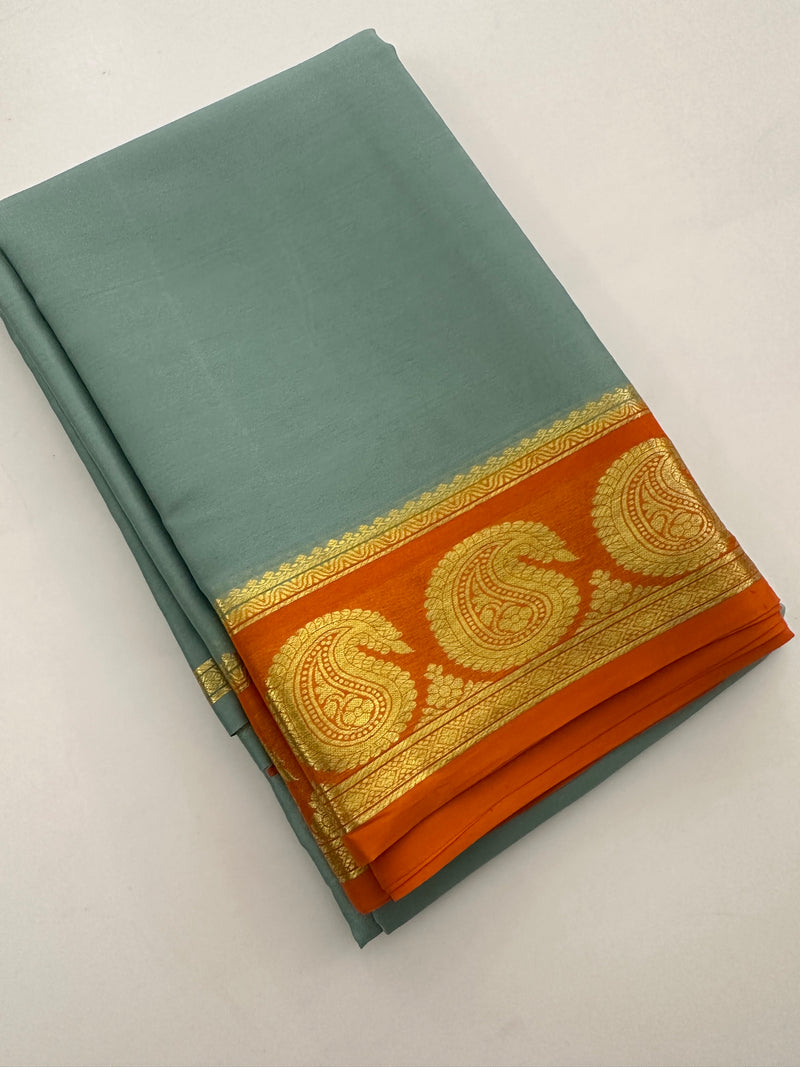 80 GSM Pure Mysore Crape Silk Saree- Silk Mark Certified 🦋-JU29
