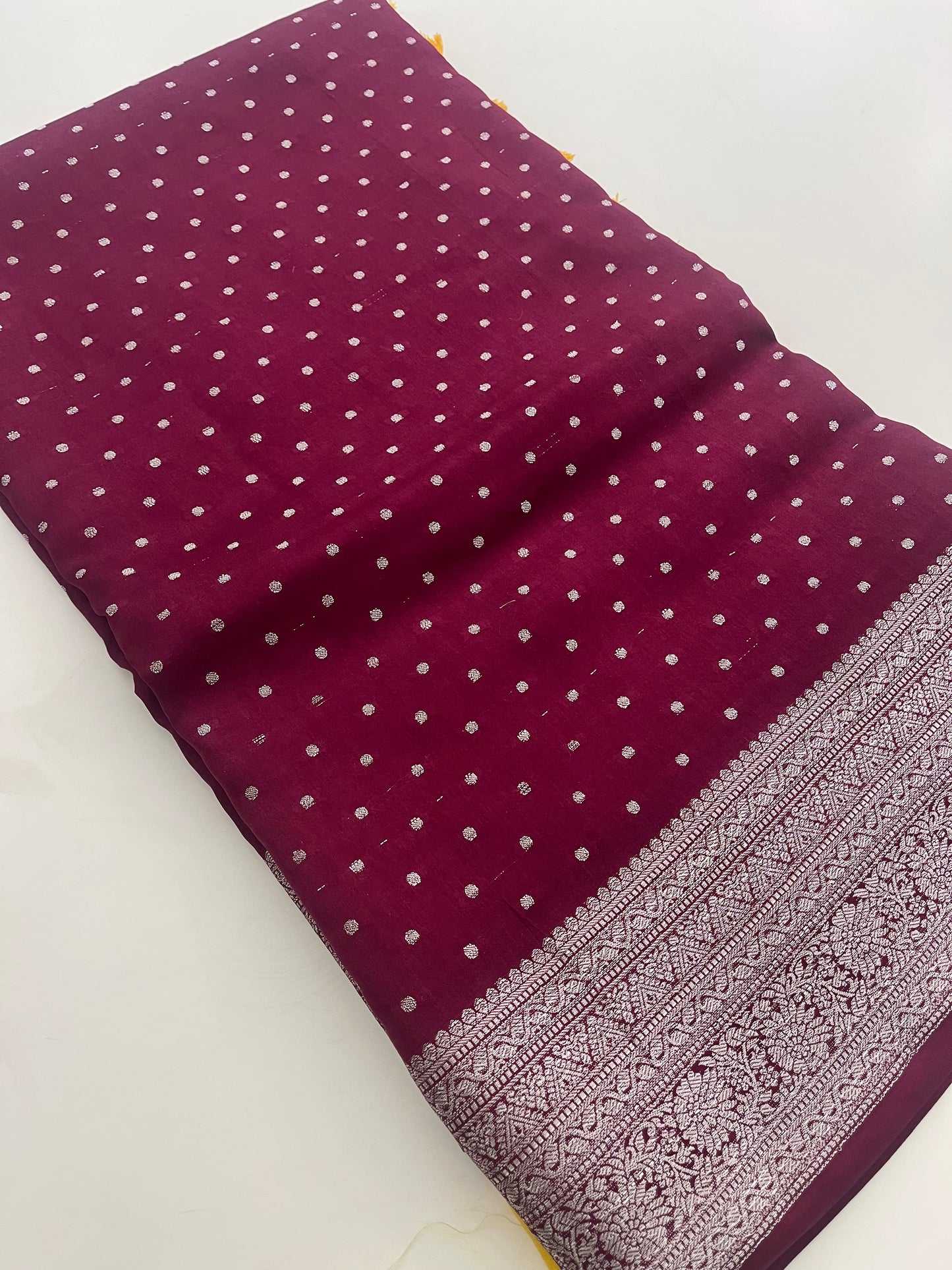 Banarsi Crape Silver Butties