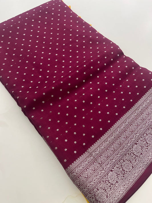 Banarsi Crape Silver Butties