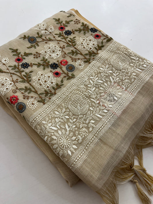 Linen cotton Fancy saree