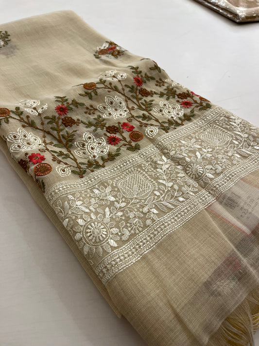 Linen cotton Fancy saree