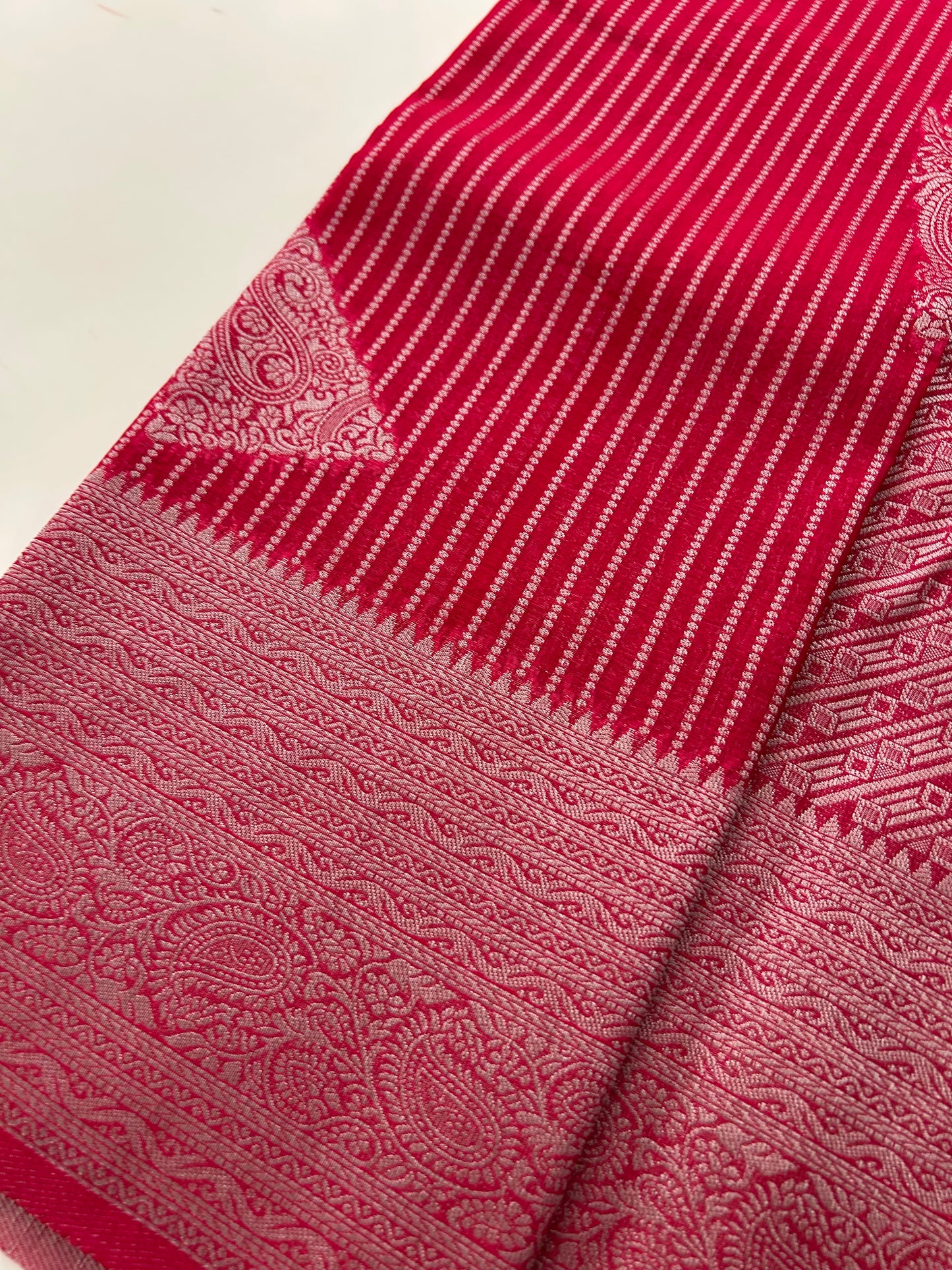 Rani Pink silver linen cotton saree-DC712