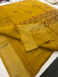 Pure Tussar Silk With Katha Work and Embroidery Buttas in Premium Finishing🦋 🌹-JU16