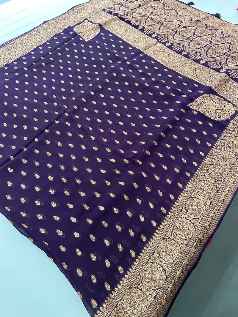 PURE VISCOSE CHIFFON SAREE-M20