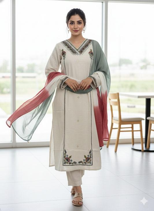 White Cotton Dress Washed Fabric No Transparent