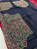 Pink Banarsi Crape Silk Fancy Saree contrast embroidery blouse piece-AU24