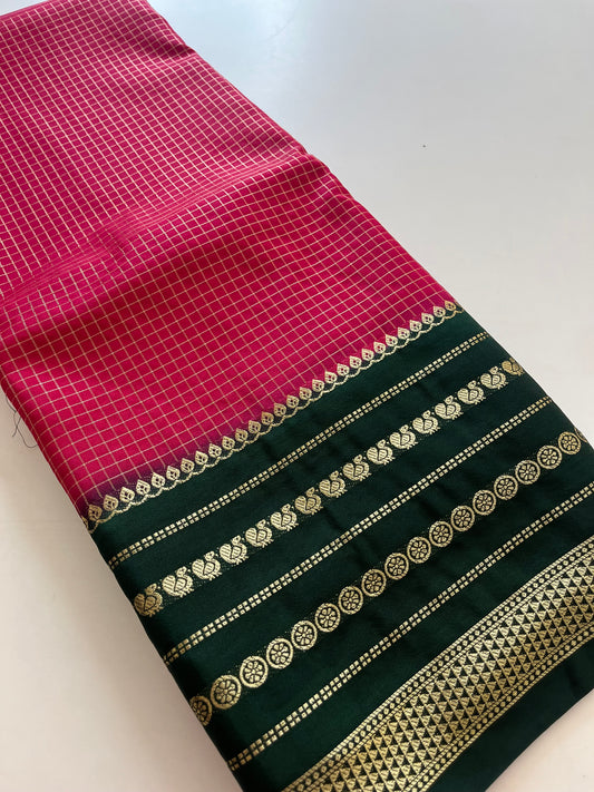 Crape Banarasi Checks Contrast