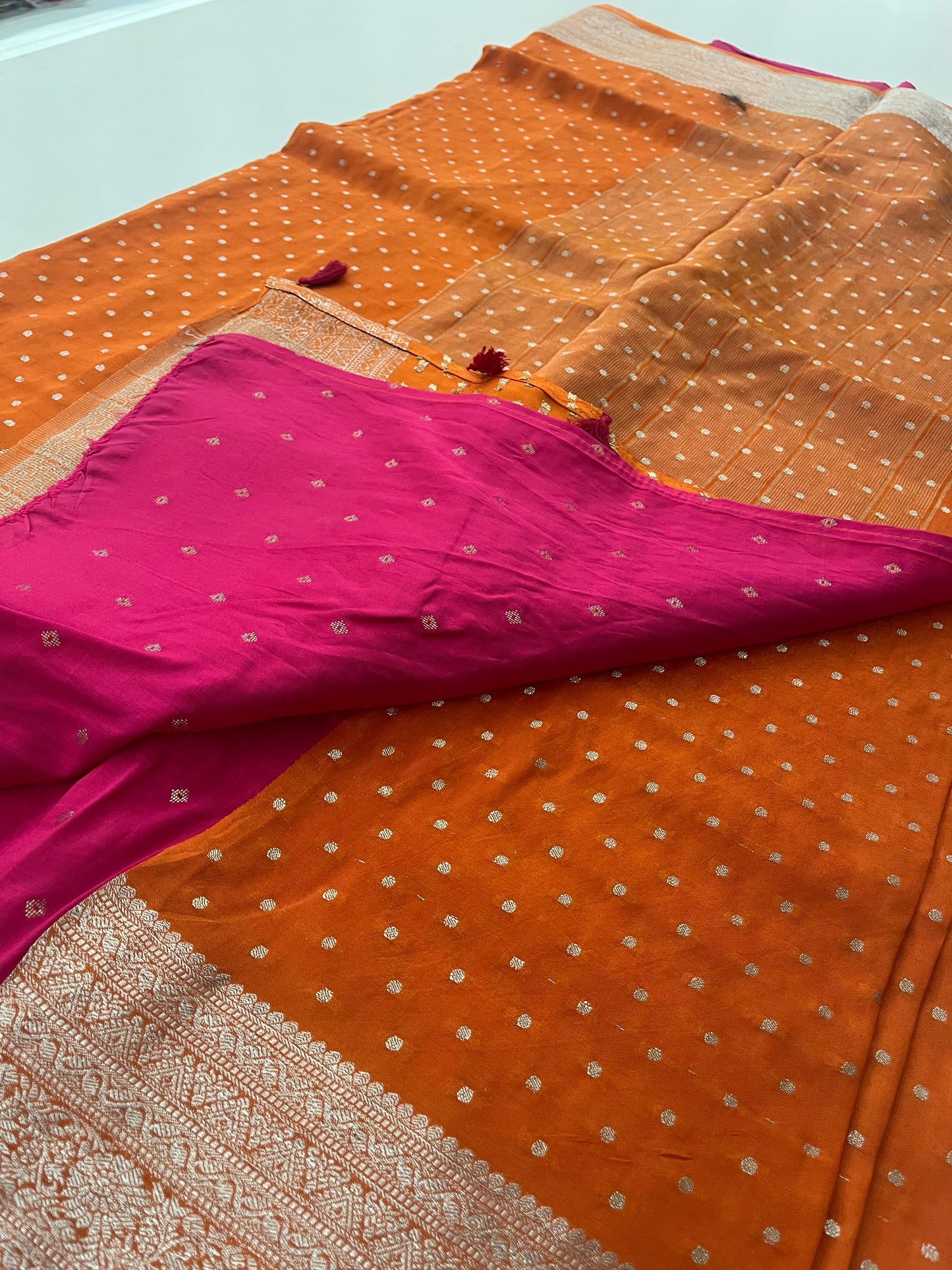 Banarsi Crape Silver Butties