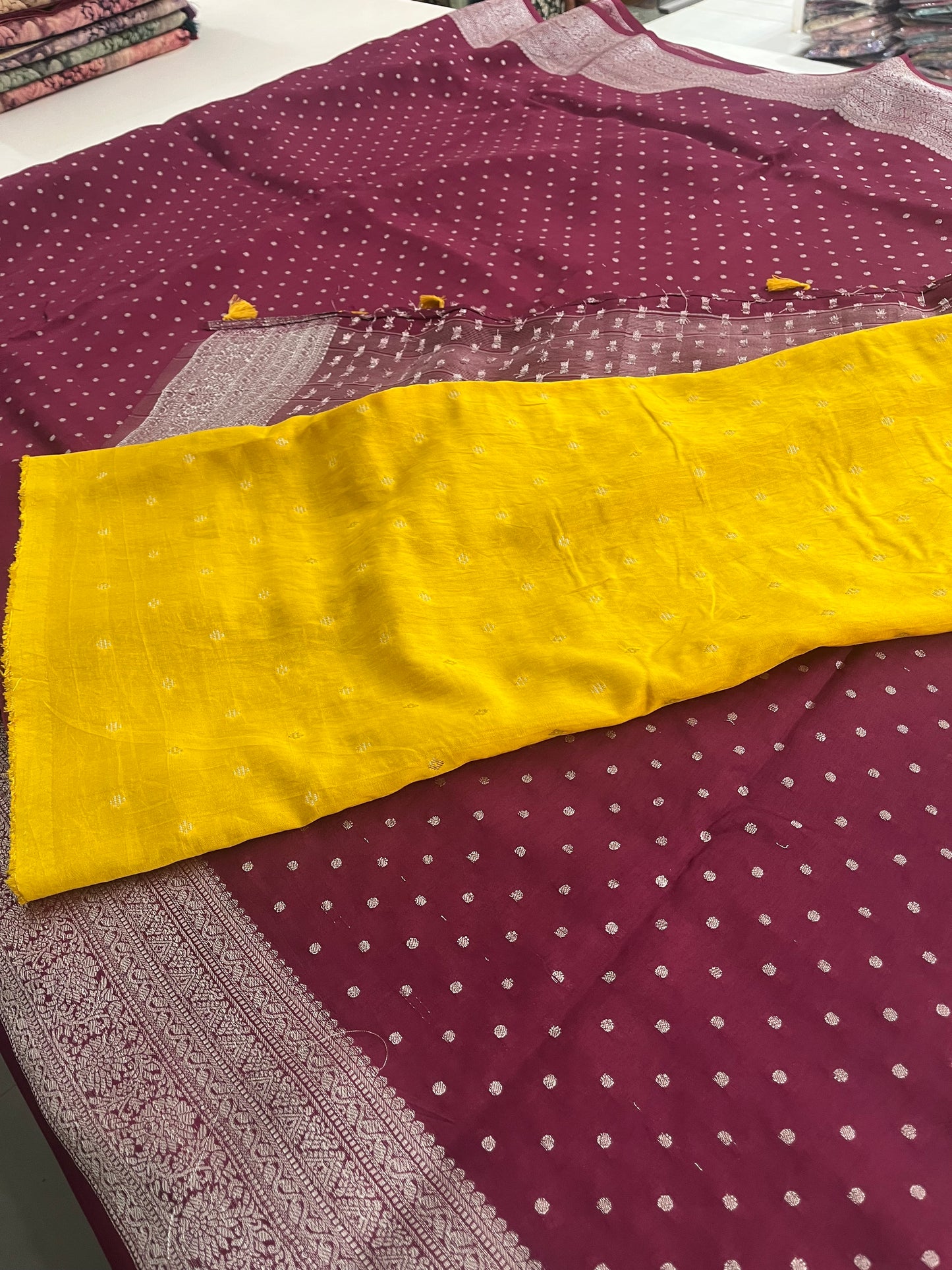 Banarsi Crape Silver Butties