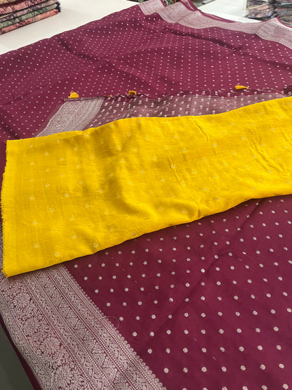 Banarsi Crape Silver Butties