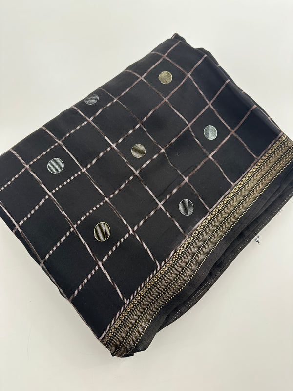 Chiffon Premium Soft Fabric Checkered and Coin Butta Prints -JU28