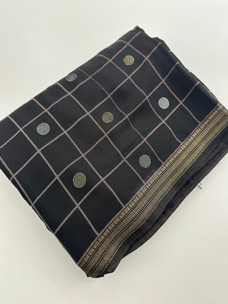 Chiffon Premium Soft Fabric Checkered and Coin Butta Prints -JU28