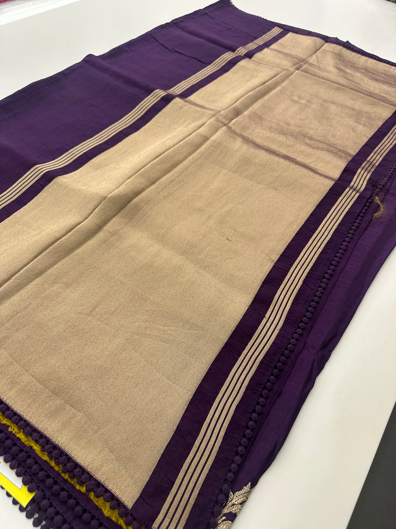 Satin Crape Fancy With Embroidery Border-JU4