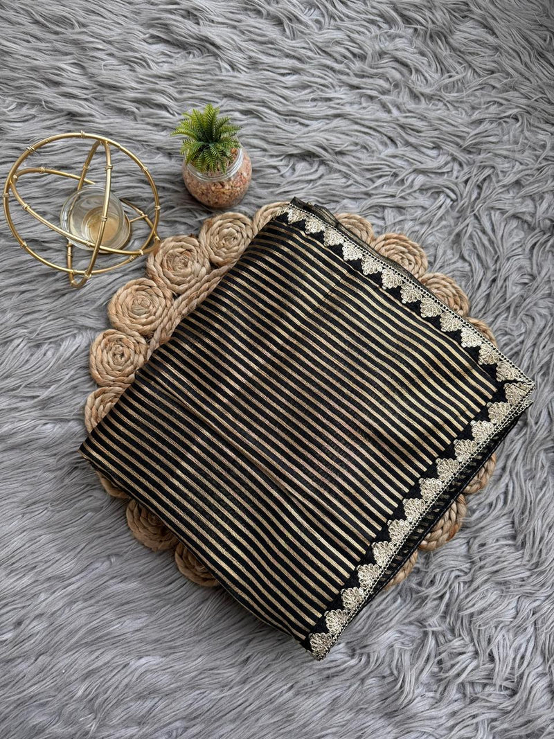Trisha Black Gold Organza