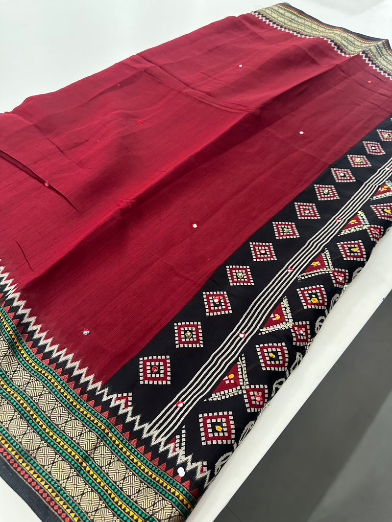 Premium Designer Chanderi Mul Fabric With Designer Border and Weaving Pallu with Tassels❤️❤️-J23