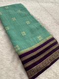 Semi Crepe Checks Saree - Pastel Blue x Purple AU25