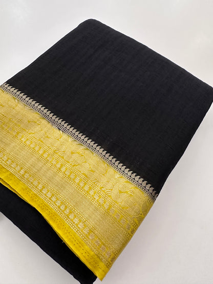 210- Crush Georgette Black X Yellow