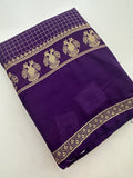 Fancy Checks Crape Silk Saree -M30