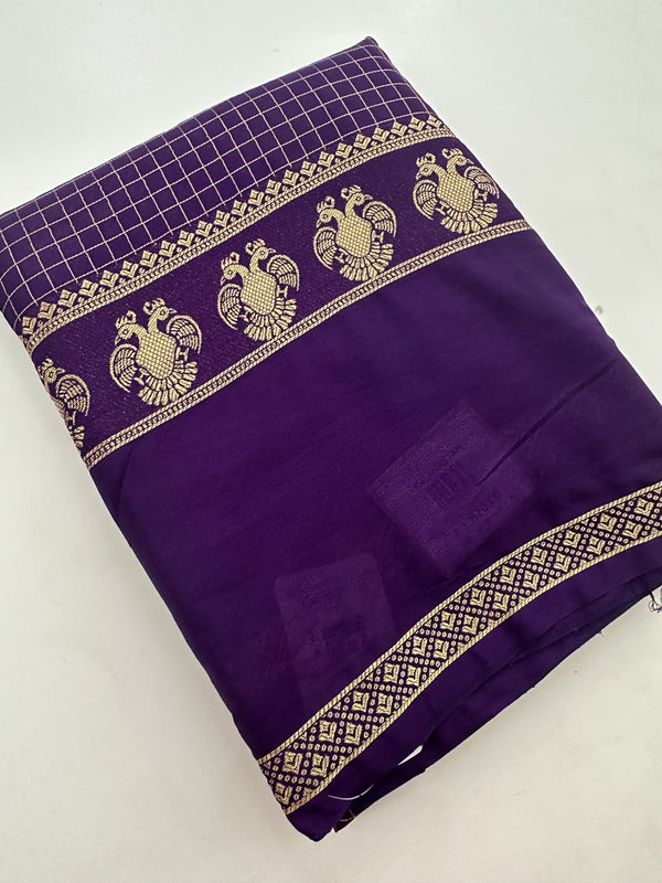 Fancy Checks Crape Silk Saree -M30